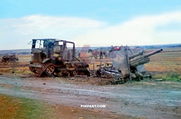 Soviet Artillery Tractor STZ5 and Light Field Gun  76.2mm M.1939. Stalingrad ,area ,1942