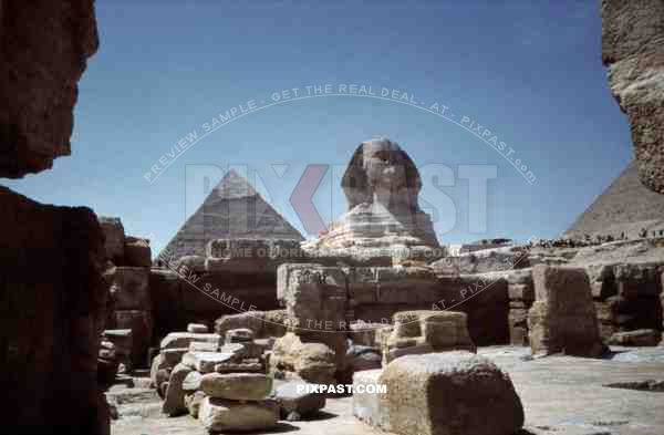 Sphinx and Pyramid of Cheops in Giza, Egypt 1939