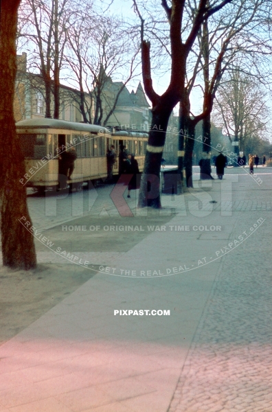 Strassenbahn trams in Lichterfelde. borough of Steglitz-Zehlendorf in Berlin, Germany. 1945