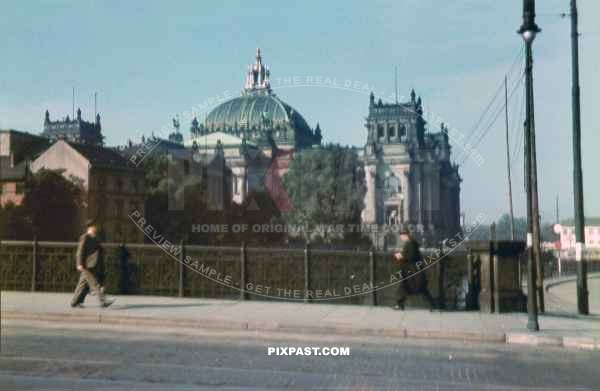 The Marschallbrucke Bridge near the Berlin Reichstag 1940. The Spree River. 