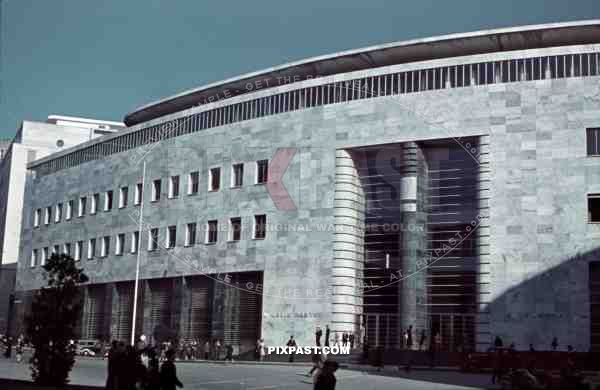 The Palazzo delle Regie Poste in Naples, designed by Giuseppe Vaccaro, 1937. Italian, Post, Office, old cars.