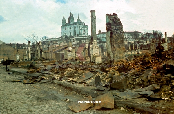 Totally destroyed city of Smolensk Western Russia after the first battle of Smolensk September 1941