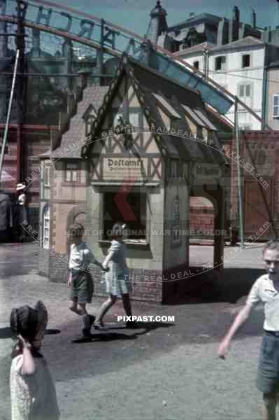 toy post office at a fair in Metz, France ~1940