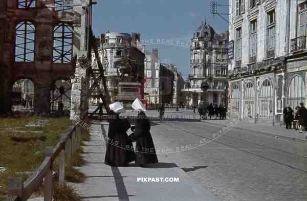 two nuns at the Royale St in Paris, France 1940