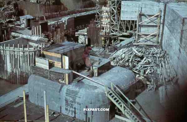 uboat kriegsmarine bunker construction cranes in Saint Nazaire, France 1942