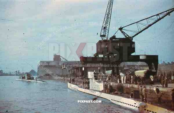 uboat kriegsmarine bunker construction cranes in Saint Nazaire, France 1942