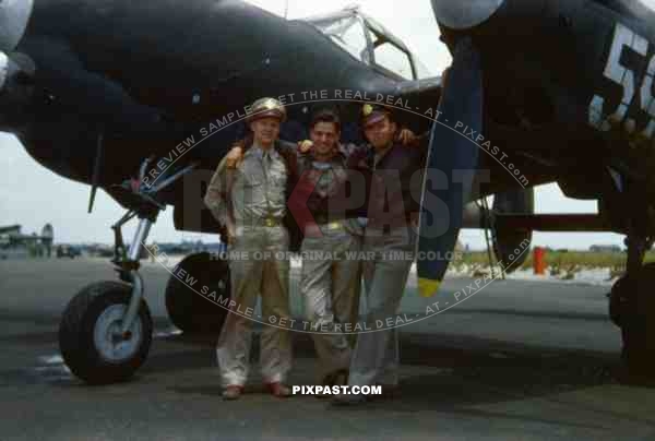 United States Air Force Lockheed P38 Lightning long distance fighter 59. based in Clark Air Base Luzon Island 1945