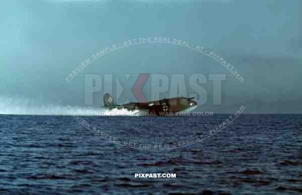 V6 German Luftwaffe Seaplane Blohm & Voss BV 222 Viking, Tripoli harbour in Libya, 1942.