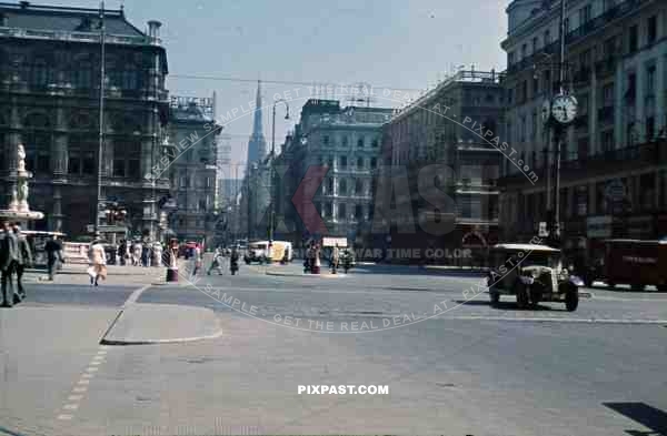 Vienna Austria 1938 agfacolor taxi city church posters