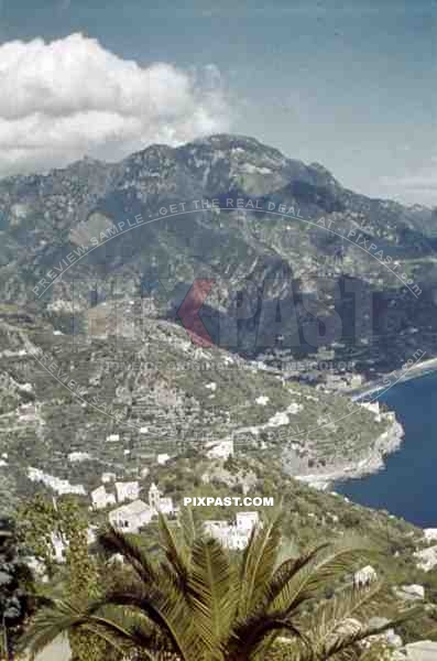 View from Villa Rufolo Palazzo down on Ravello Italy 1942. Taken by a german Luftwaffe soldier.