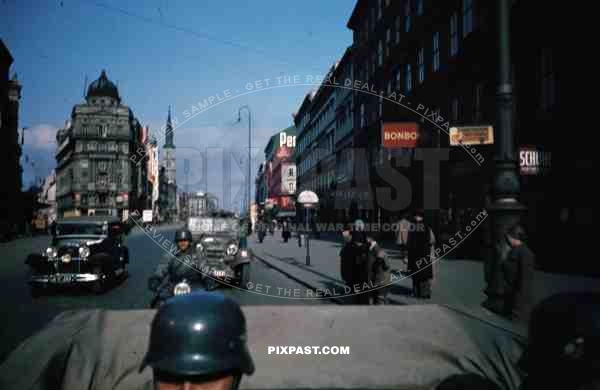 Wehrmacht convoy at the PraterstraÃŸe in Vienna, Austria ~1938