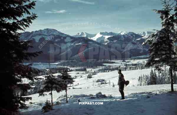 Wehrmacht officer overlooking a valley near Zakopane, Poland 1940