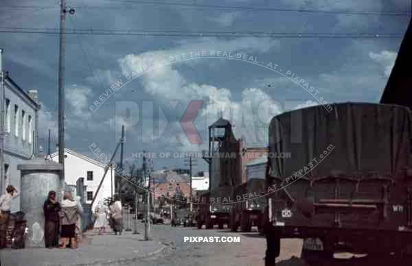 Wehrmacht-trucks in Postavy, Russia, Belarus ~ 1943