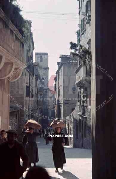 women wearing goods in the streets of Sibenik, Croatia