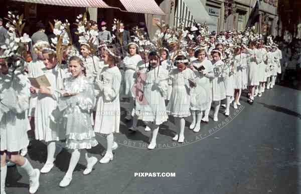 Wurzburg, Germany, 8.6.1939, Fronleichnam, Corpus Christi. Catholic Religious Parade,