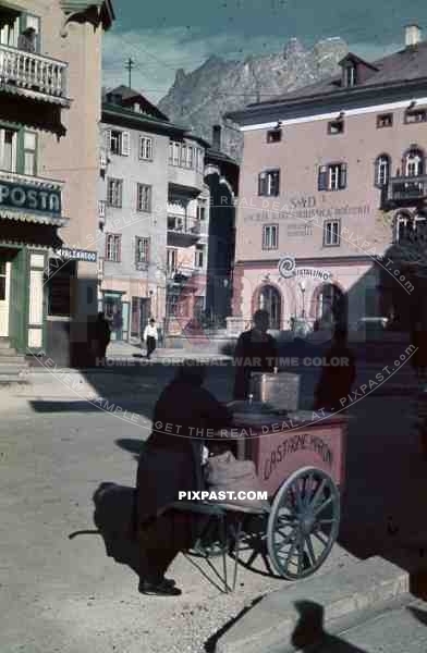 WW2 color Italy 1938 Maroni Falzarego Cristallino SAD societa automobilistica dolomiti  