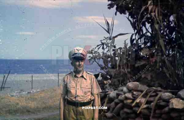 WW2 color Luftwaffe Field Division 2nd Lufllotte Sicily 1943 tropical uniform pilot German War Merit Cross KvK