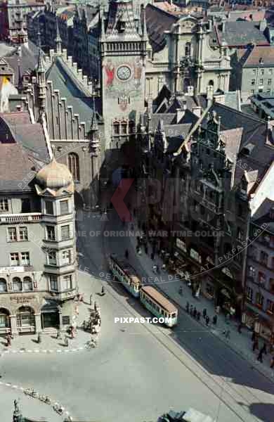 Zodiac Clock Tower, old town hall, Marienplatz, Munich, 1939, Alte Rathaus MÃ¼nchen. Heilig Geist, Kirche, Viktualienmark